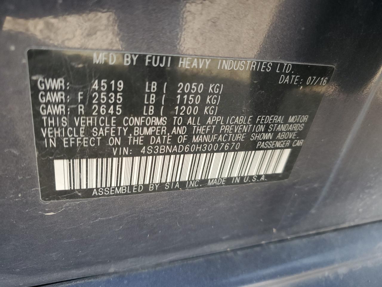 SUBARU LEGACY 2.5I PREMIUM