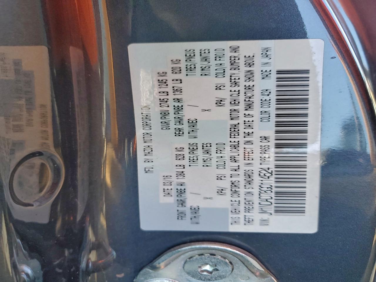 Lot #3312735201 2016 MAZDA MX-5 MIATA