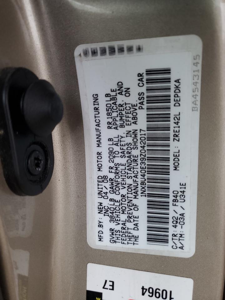 Lot #3302803938 2009 TOYOTA COROLLA BA