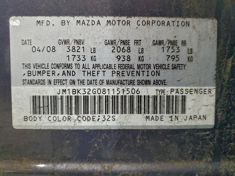 2008 MAZDA MAZDA3 I #3297989062
