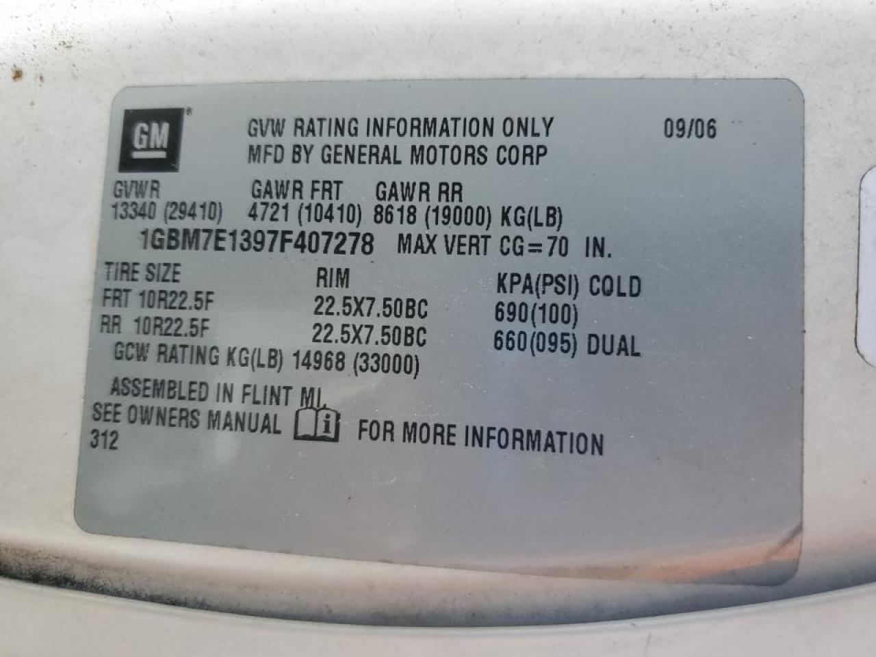 Lot #3312197106 2007 CHEVROLET C7500 C7E0