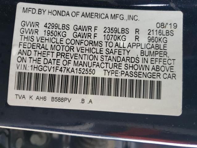 2019 HONDA ACCORD EX #3294604069