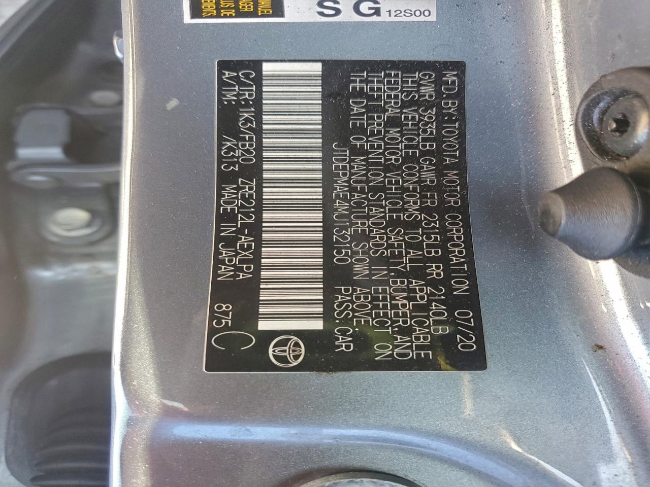 Lot #3304601478 2021 TOYOTA COROLLA LE