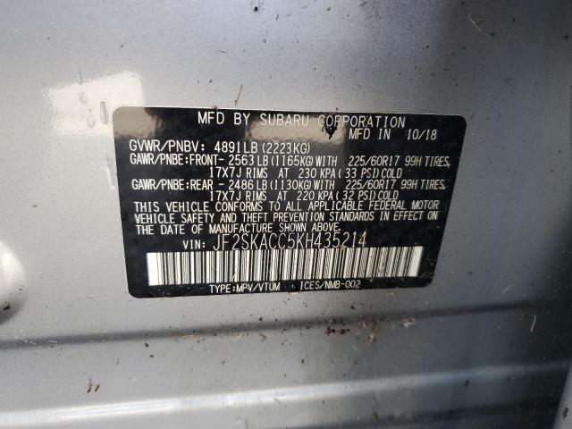 2019 SUBARU FORESTER JF2SKACC5KH435214
