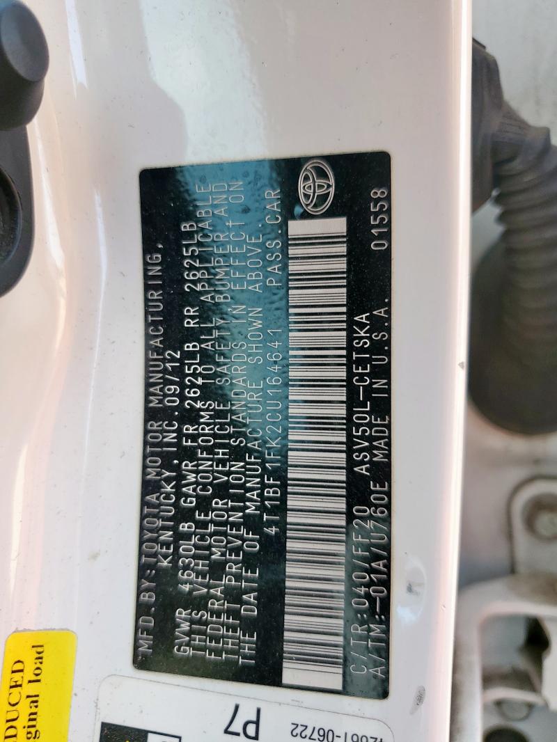 2012 TOYOTA CAMRY BASE #3303922686