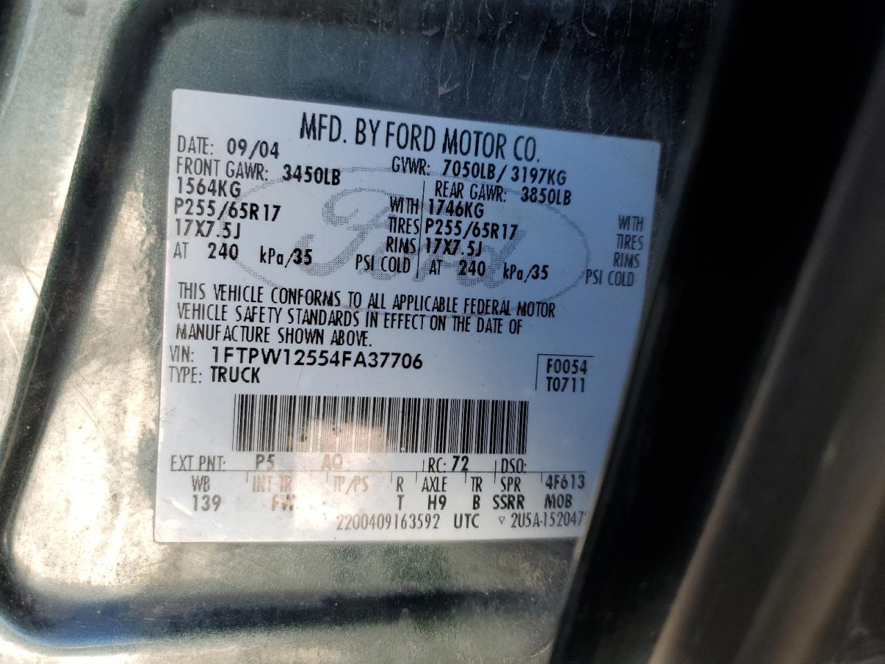 Lot #3311666225 2004 FORD F150 SUPER