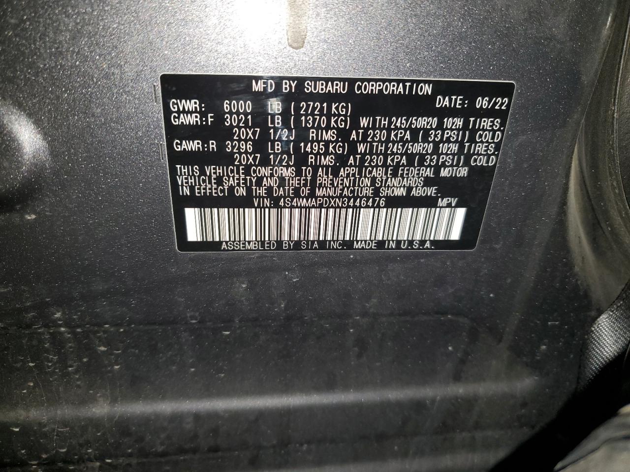 SUBARU ASCENT LIMITED