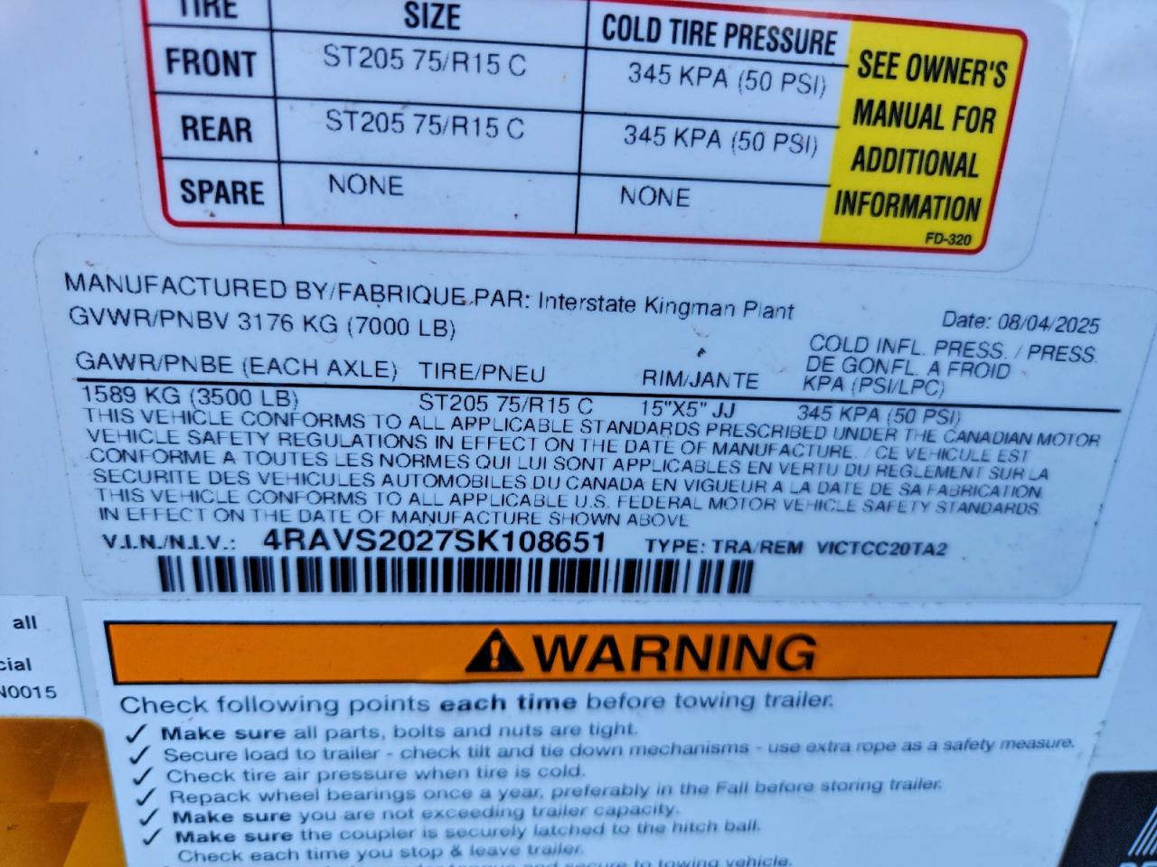 Lot #3305294305 2025 INTERSTATE UNKNOWN