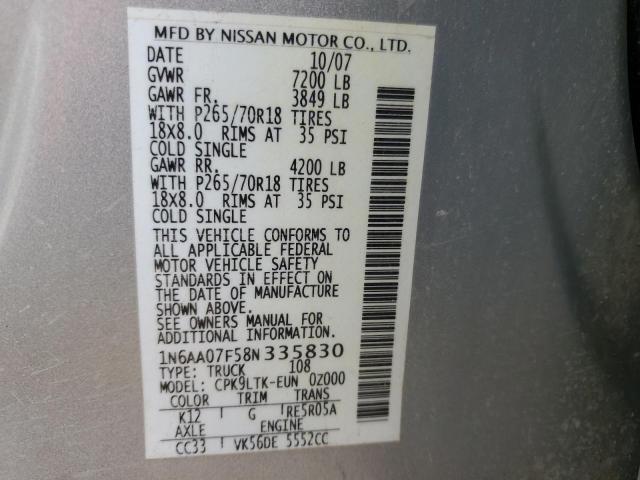 2008 NISSAN TITAN XE #3292327268