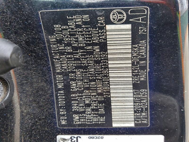 2009 TOYOTA COROLLA BA #3301710374