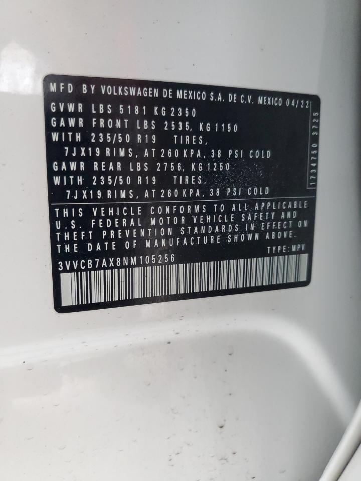 Lot #3304148515 2022 VOLKSWAGEN TIGUAN SE