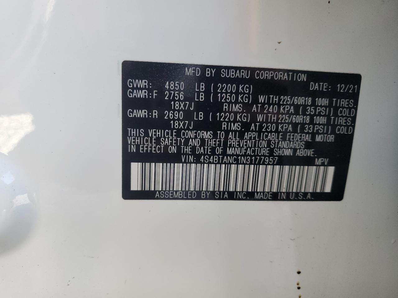 SUBARU OUTBACK LIMITED