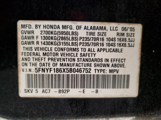 2005 HONDA PILOT EXL #3305376300