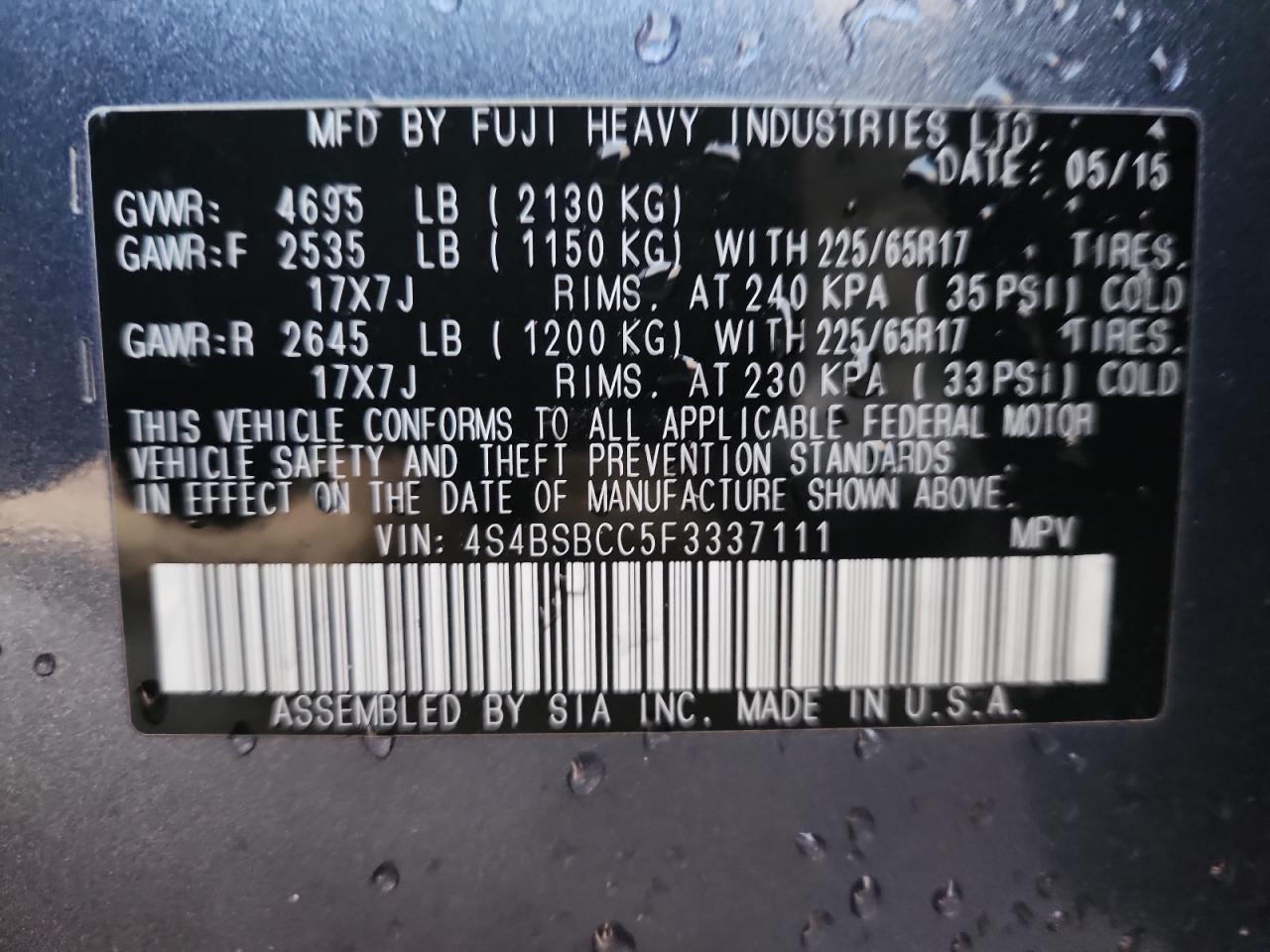 SUBARU OUTBACK 2.5I PREMIUM