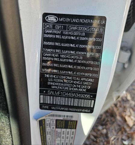 2011 LAND ROVER RANGE ROVE #3294179950