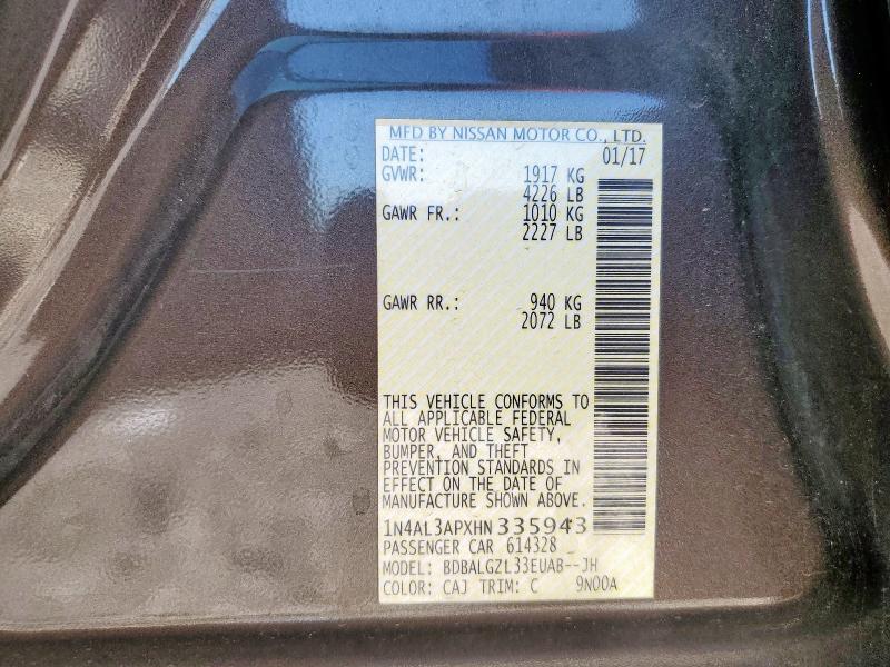 2017 NISSAN ALTIMA 2.5 - 1N4AL3APXHN335943