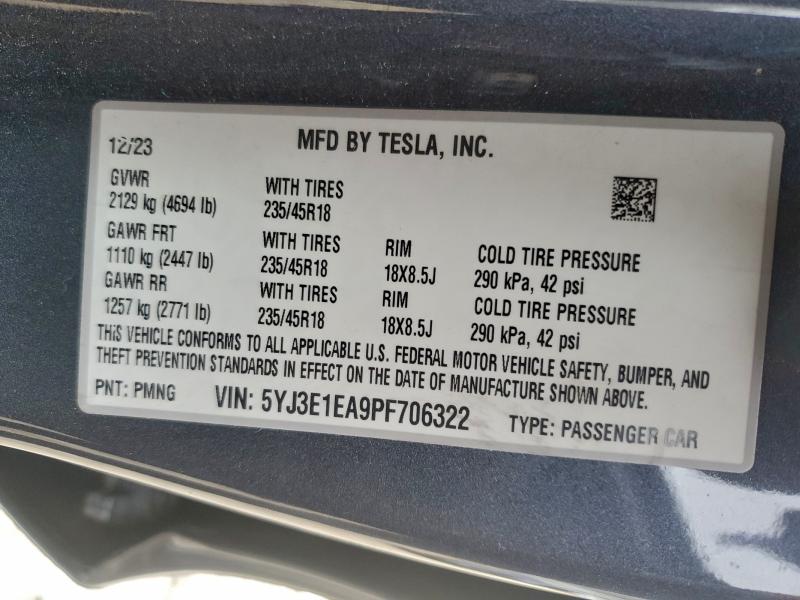 2023 TESLA MODEL 3 #3294481528