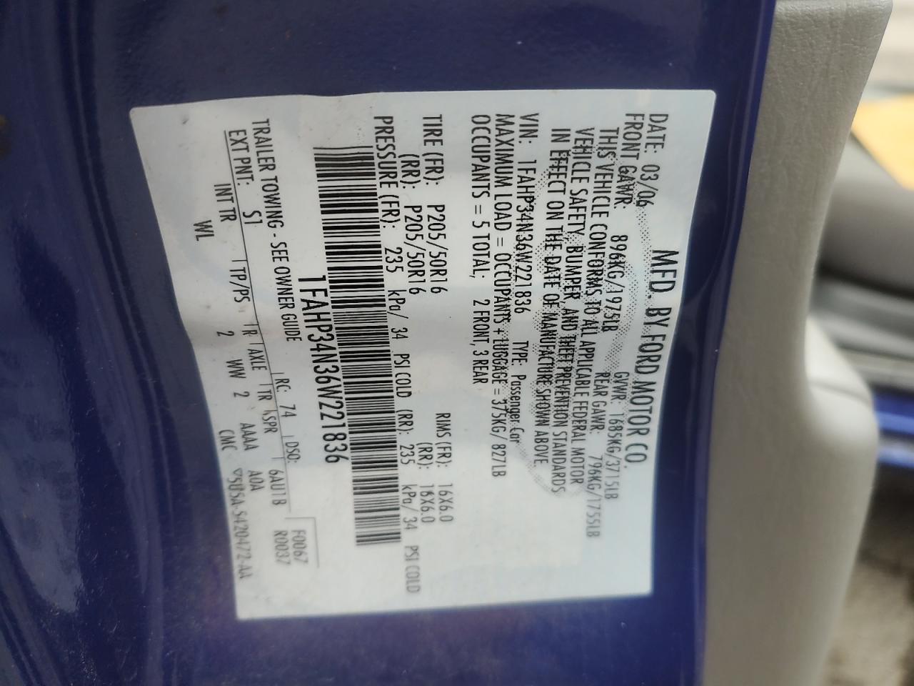 Lot #3297289385 2006 FORD FOCUS ZX4