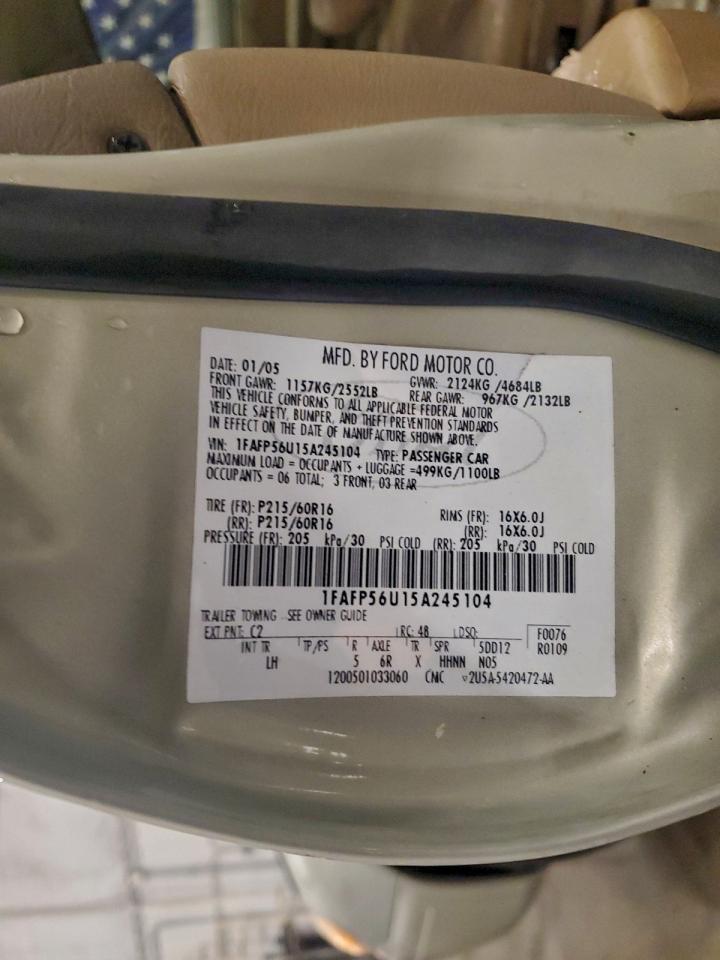 Lot #3308262159 2005 FORD TAURUS SEL