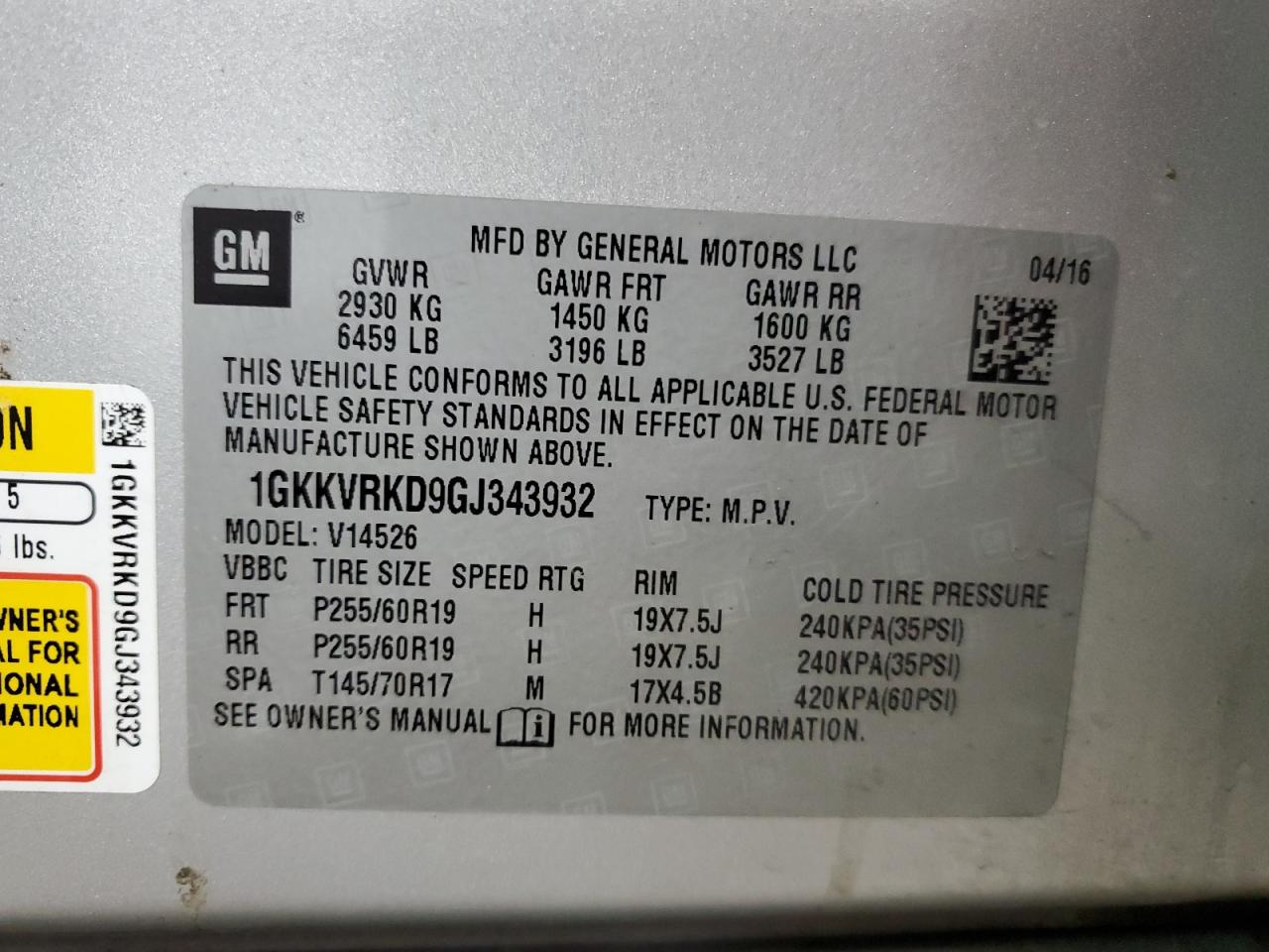 Lot #3308307167 2016 GMC ACADIA SLT