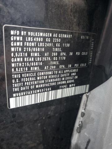 2016 VOLKSWAGEN TIGUAN S #3302722023