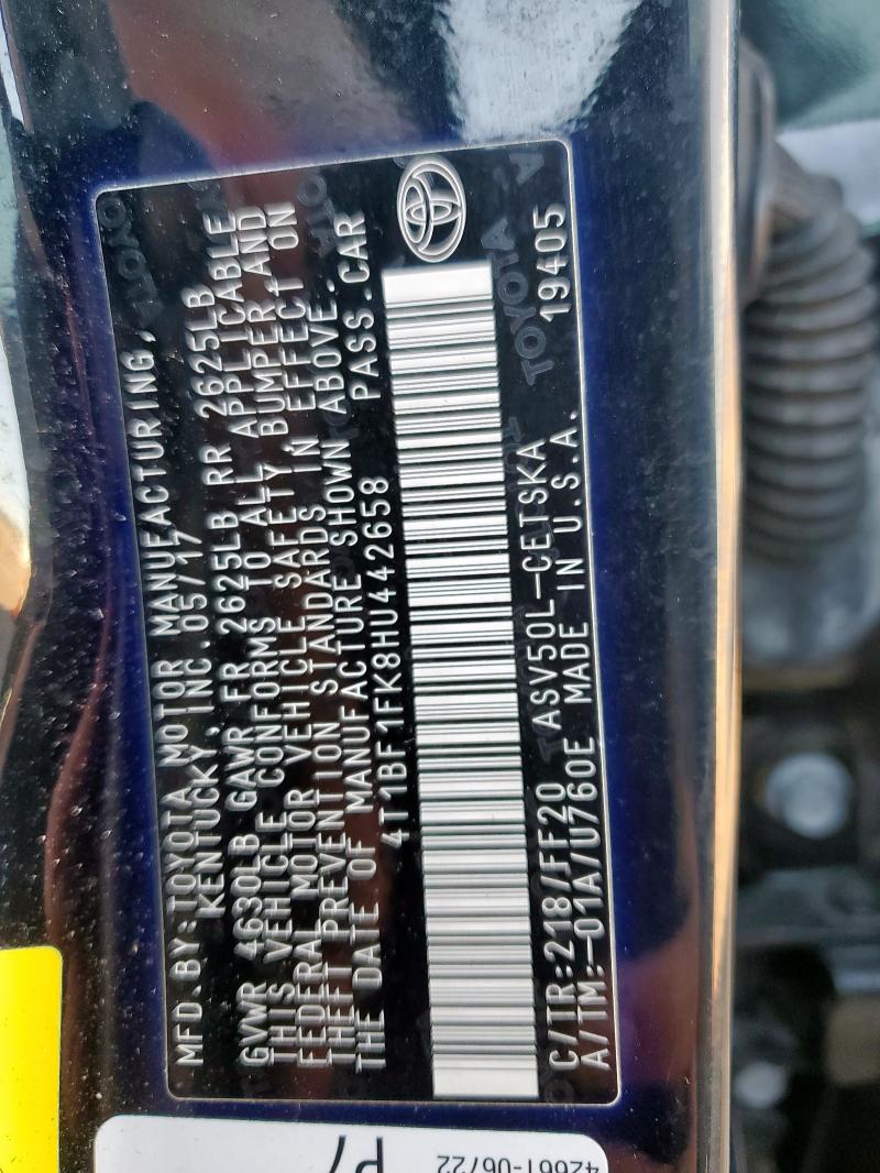 2017 TOYOTA CAMRY LE - 4T1BF1FK8HU442658