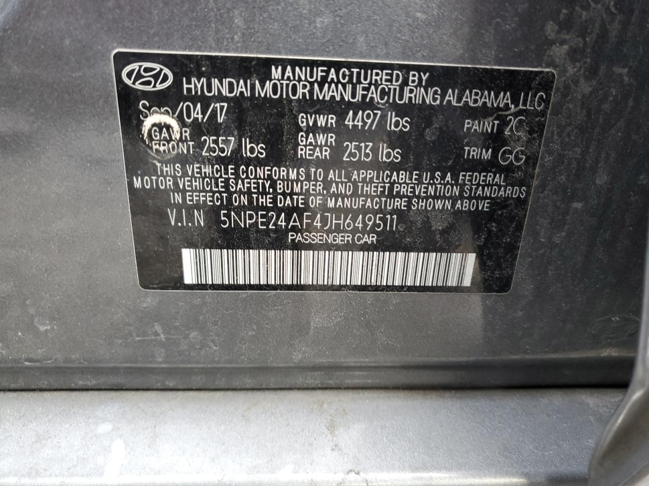 Lot #3302910082 2018 HYUNDAI SONATA SE