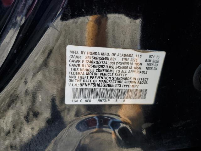 2016 HONDA PILOT EXL #3293382437