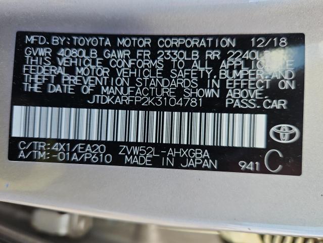 2019 TOYOTA PRIUS PRIM #3290640832