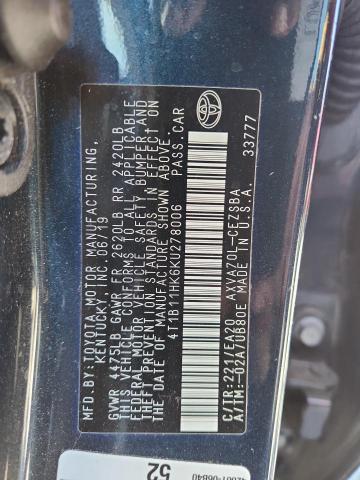 2019 TOYOTA CAMRY L #3296976922