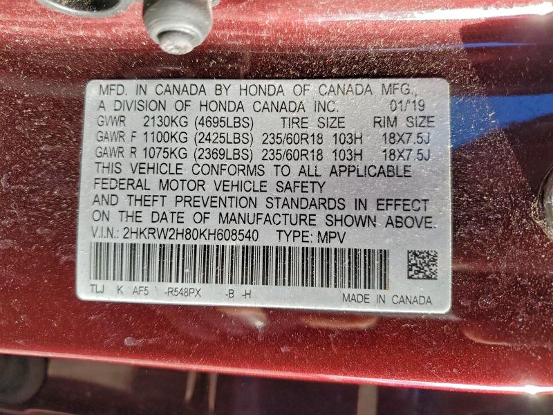 2019 HONDA CR-V EXL #3308381377