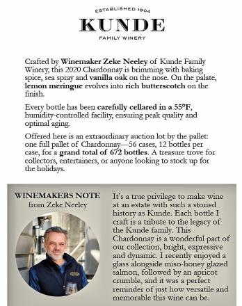 0 WINE KUNDE 2020 CHARDONNAY #3296271512