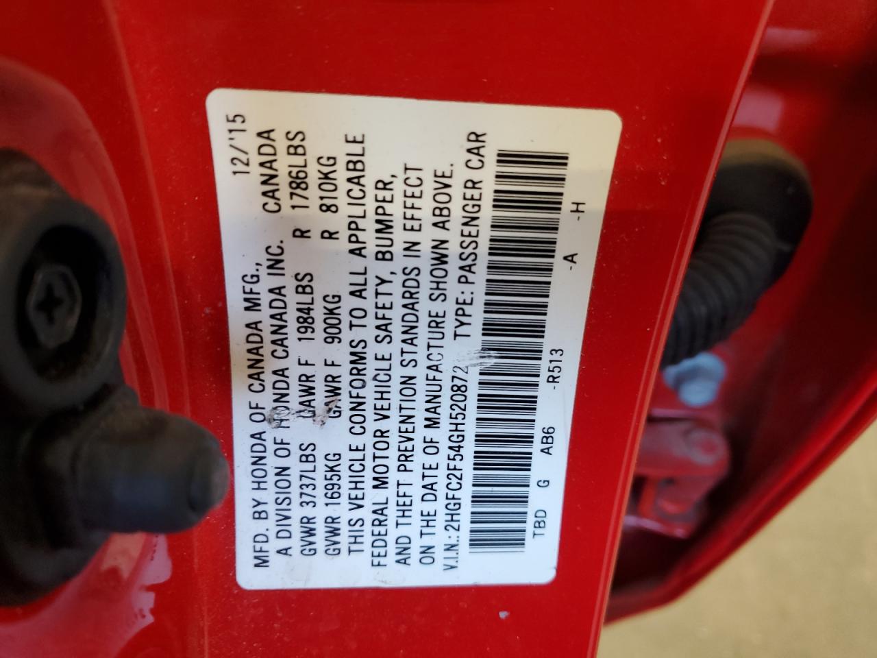 Lot #3301855009 2016 HONDA CIVIC LX