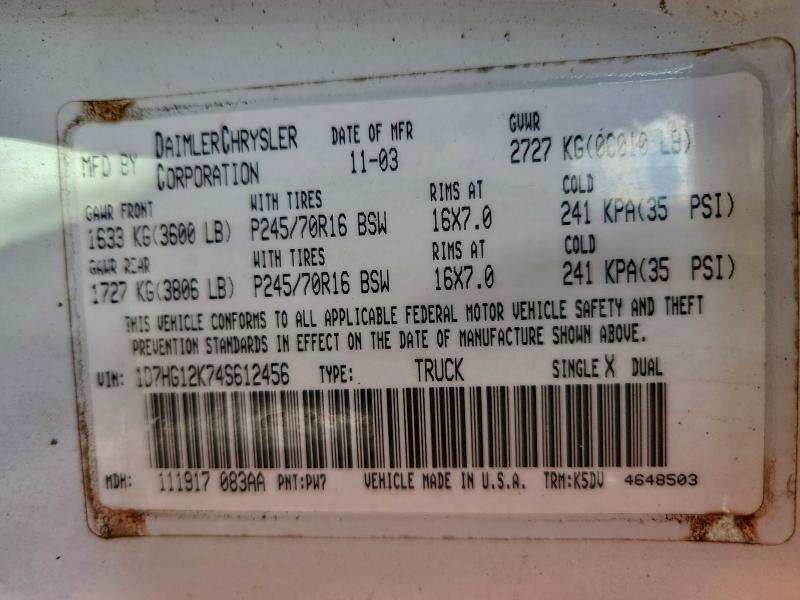 2004 DODGE DAKOTA SXT #3297101513