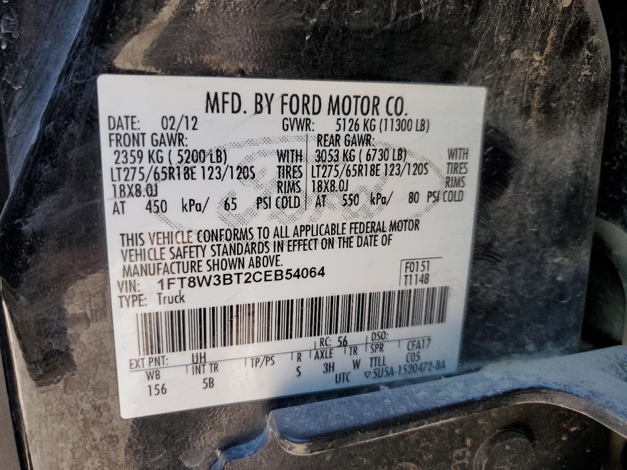 Lot #3317808080 2012 FORD F350 SUPER