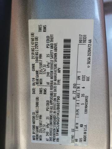 2019 FORD ESCAPE SE - 1FMCU9GD1KUB80790