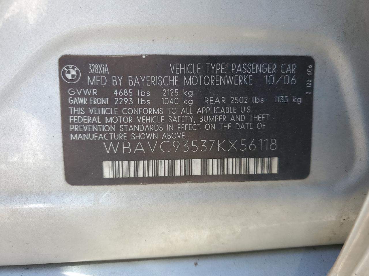 Lot #3305355307 2007 BMW 328 XI