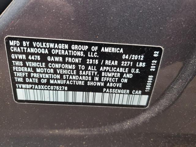 2012 VOLKSWAGEN PASSAT SE #3292299320