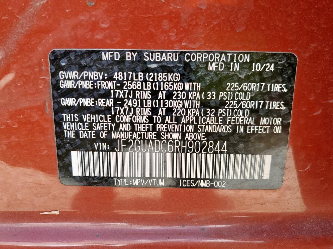 Lot #3304817536 2024 SUBARU CROSSTREK