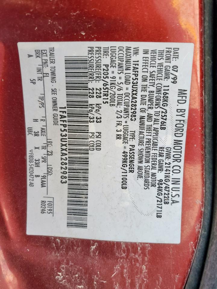 Lot #3305681770 1999 FORD TAURUS SE