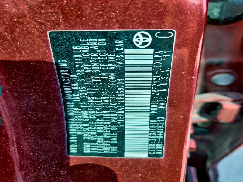 2020 TOYOTA COROLLA LE #3297102489