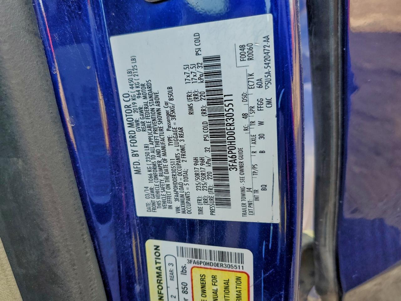 Lot #3316020766 2014 FORD FUSION SE