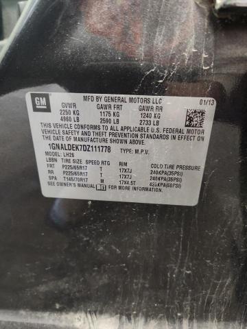 2013 CHEVROLET EQUINOX LT - 1GNALDEK7DZ111778