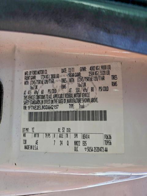 2012 FORD E250 #3304004665