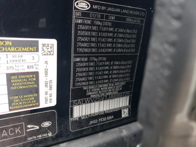 2018 LAND ROVER RANGE ROVE #3293359429