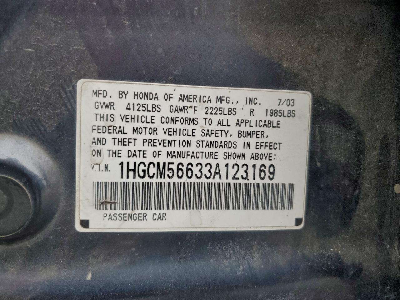 Lot #3309173724 2003 HONDA ACCORD EX