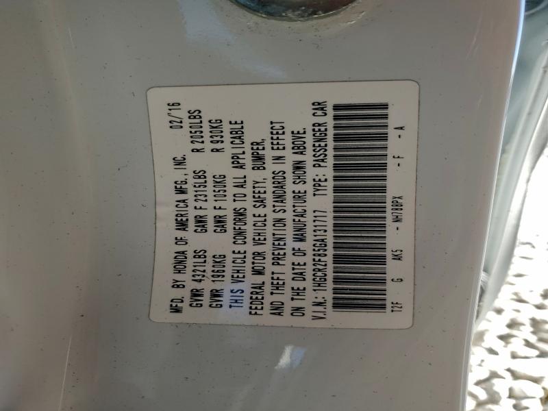 2016 HONDA ACCORD EXL #3304805330