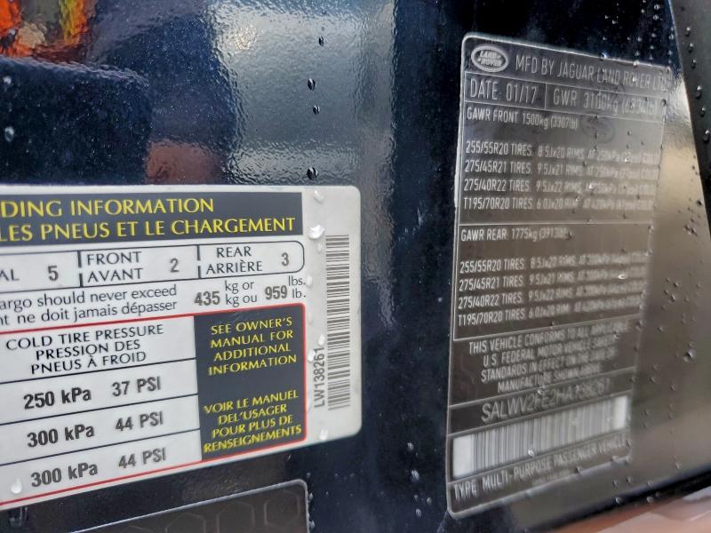 2017 LAND ROVER RANGE ROVE #3296326449