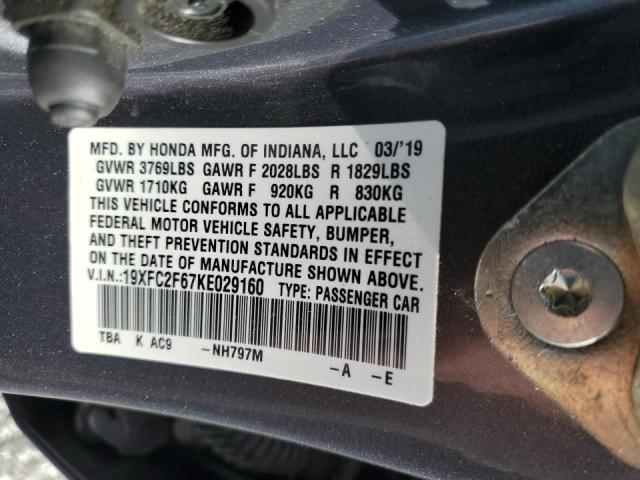 2019 HONDA CIVIC LX #3291219959