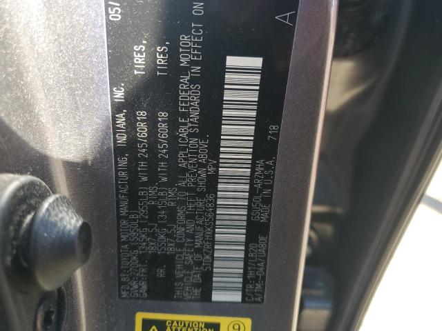 2019 TOYOTA HIGHLANDER 5TDKZRFHXKS564836